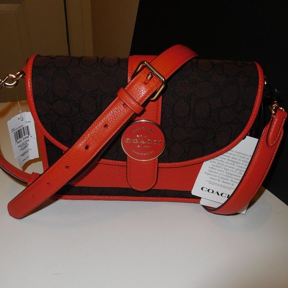 Coach Lonnie Brown/Orange Crossbody Handbag—C8307---NWT - Picture 1 of 11